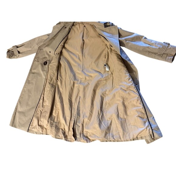 Massimo Dutti Beige Trench Coat Double-Breasted Belted Size M Vintage - Picture 3 of 12